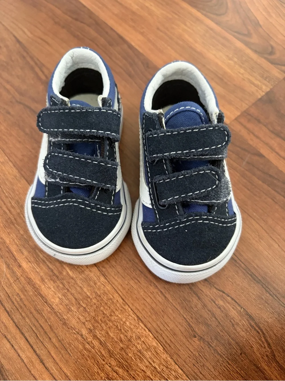 Vans Navy and White Double Velcro Toddler Sneakers